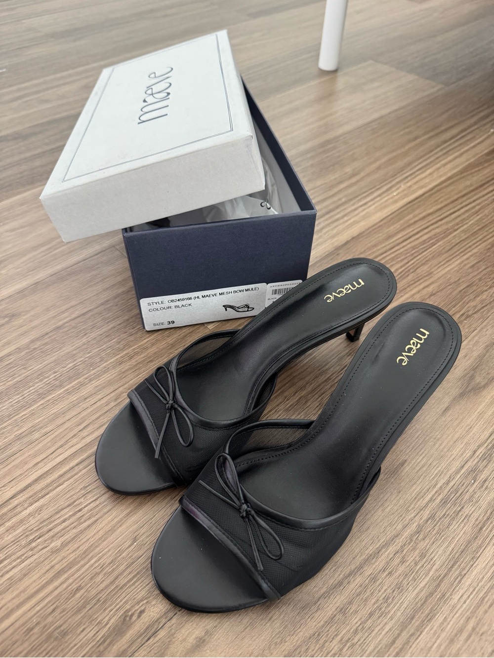 Maeve Black Slide Kitten Heel Sandals - BRAND NEW